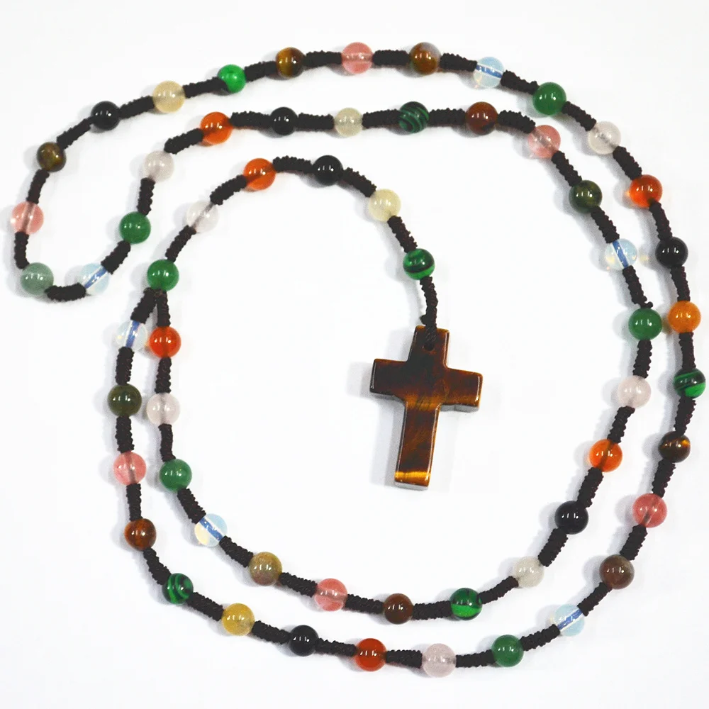 12 Color Fashion Natural Pink Quartz Onyx Opal Tiger Eye Stone Pendants Chains Cross Necklace For Women Fine Jewelry Hot Sales
12 Color Fashion Natural Pink Quartz Onyx Opal Tiger Eye Stone Pendants Chains Cross Necklace For Women Fine Jewelry Hot Sales