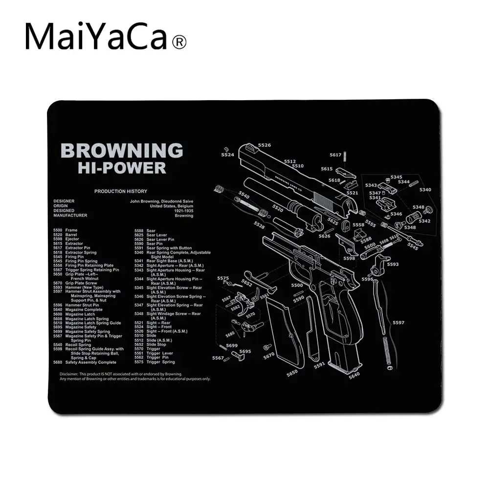 MaiYaCa Anti-slip Natural Rubber Mousepad Gaming BROWNING HI-POWER handgun Parts wallpaper pad mouse
MaiYaCa Anti-slip Natural Rubber Mousepad Gaming BROWNING HI-POWER handgun Parts wallpaper pad mouse