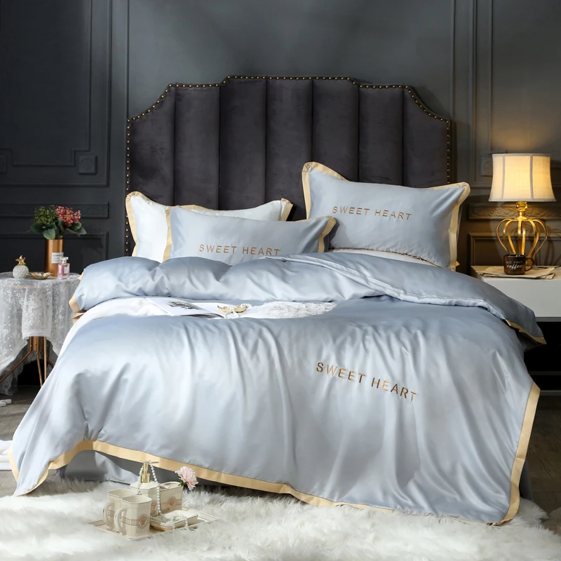 OLOEY Home Textile solid satin pure silk bedding set King queen size bed set Golden rim duvet cover sheet romantic Style
OLOEY Home Textile solid satin pure silk bedding set King queen size bed set Golden rim duvet cover sheet romantic Style