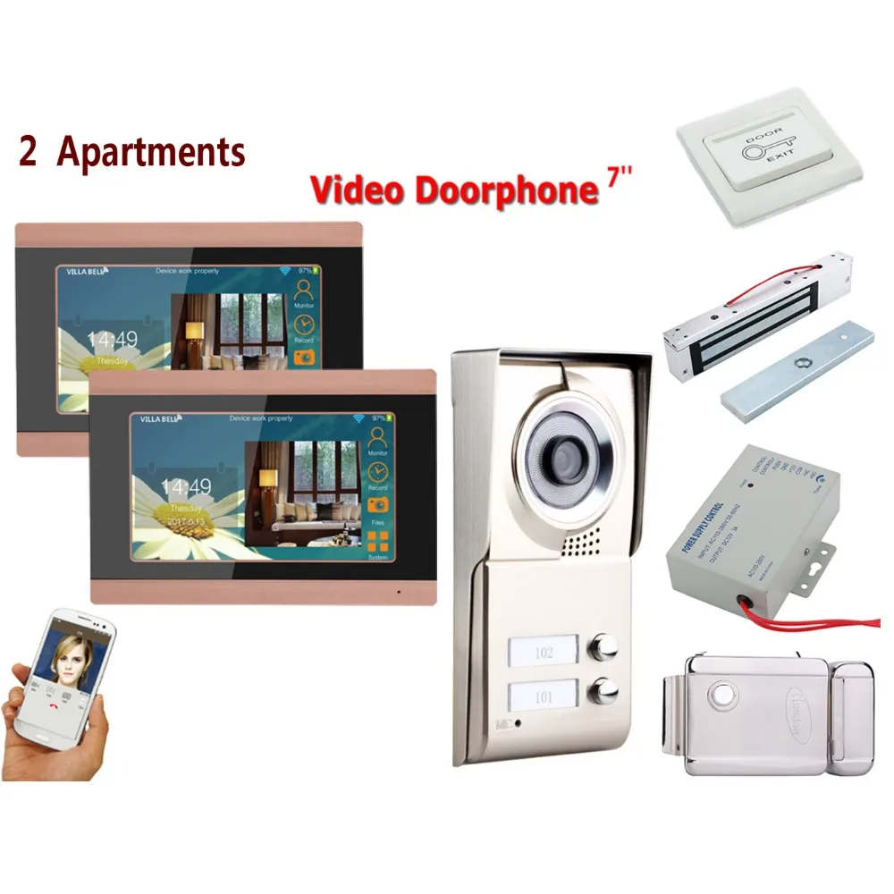 Home set 7inch Record wireless Wifi 3 Apartments Video Door Phone Intercom System 1000TVL Camera Doorbell Camera +Electric Lock
Home set 7inch Record wireless Wifi 3 Apartments Video Door Phone Intercom System 1000TVL Camera Doorbell Camera +Electric Lock
