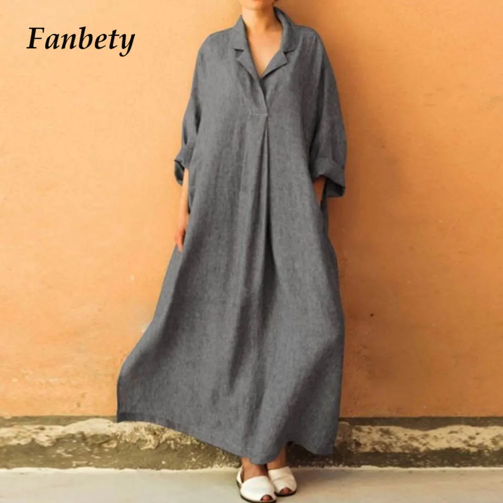 Fanbety Elegant Notched Cotton Linen loose dress women Casual Solid Long Sleeve Pocket Dress 2019 New Summer long Shirt Dresses
Fanbety Elegant Notched Cotton Linen loose dress women Casual Solid Long Sleeve Pocket Dress 2019 New Summer long Shirt Dresses