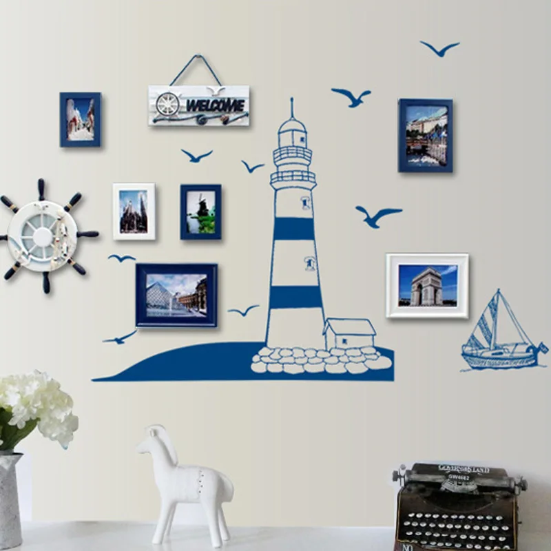 Средиземноморский Маяк настенный стикер для гостиной кабинета фото фон