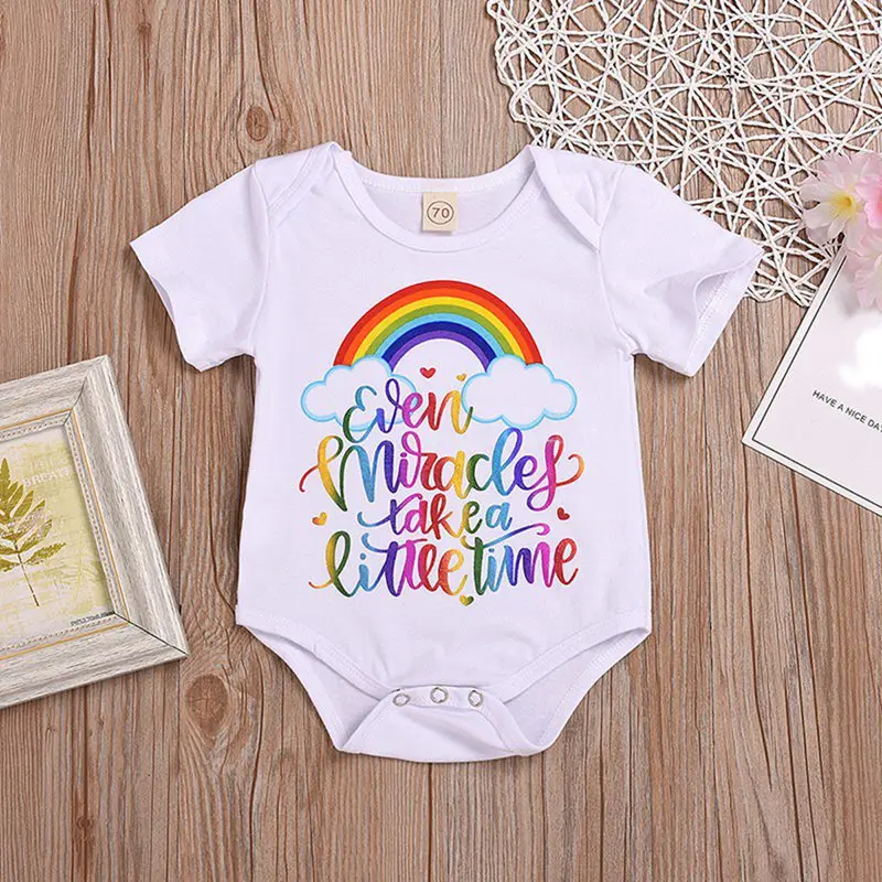SUMMER Baby Rompers Infant Baby Girls Rainbow Letter Print Short Sleeve Rompers Kids Jumpsuit Newborn Clothes
SUMMER Baby Rompers Infant Baby Girls Rainbow Letter Print Short Sleeve Rompers Kids Jumpsuit Newborn Clothes