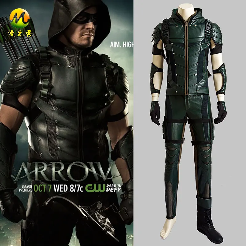 Top Quality Green Arrow Season 4 Oliver Queen Cosplay Costume Upgraded Version Leather Hoodie Jacket Costume For Halloween Dress
Top Quality Green Arrow Season 4 Oliver Queen Cosplay Costume Upgraded Version Leather Hoodie Jacket Costume For Halloween Dress