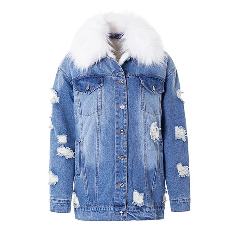 2019 Winter Women jacket Warm Coat Real Fur Collar and Detachable faux fur Liner Denim Jacket casual Jean Outwear NZY55
2019 Winter Women jacket Warm Coat Real Fur Collar and Detachable faux fur Liner Denim Jacket casual Jean Outwear NZY55
