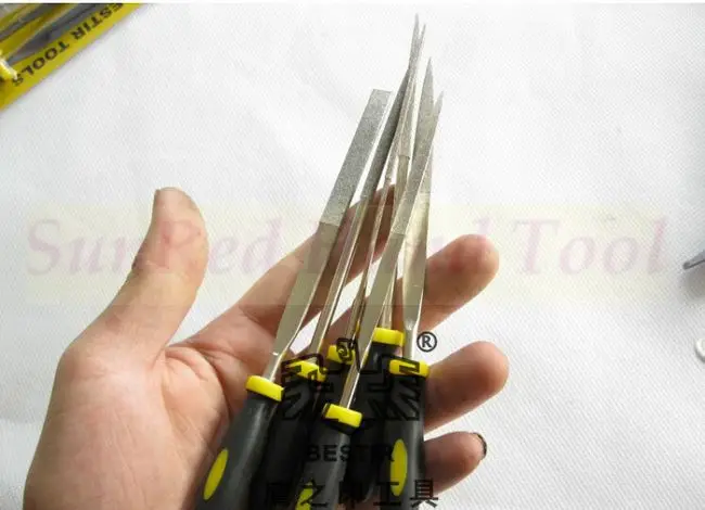 BESTIR flat triangle half round round square Needle 6pcs 4*160mm diamond files set Gunsmith Mechanics tools NO.96214
BESTIR flat triangle half round round square Needle 6pcs 4*160mm diamond files set Gunsmith Mechanics tools NO.96214