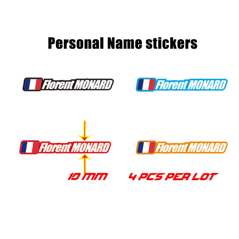 Name national Flag custom make Stickers for Mountain bike Road bicycle equiptment helmet frame top tube Rider ID decals
Name national Flag custom make Stickers for Mountain bike Road bicycle equiptment helmet frame top tube Rider ID decals