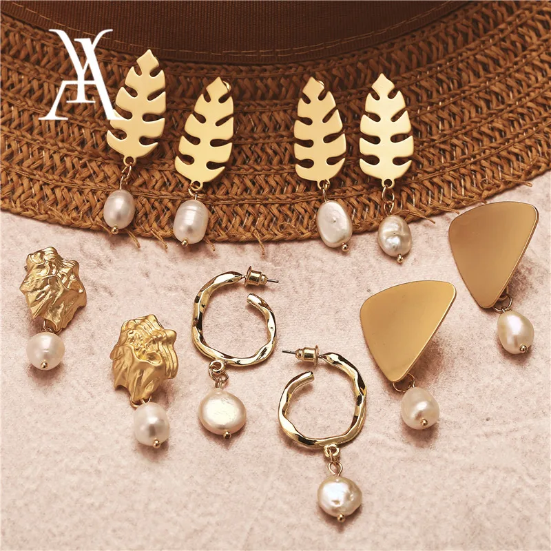 Matte Gold Color Geometric Irregular Circle Lion Head Leaf Triangle Freshwater Pearl Drop Earrings for Women Wedding Jewelry
Matte Gold Color Geometric Irregular Circle Lion Head Leaf Triangle Freshwater Pearl Drop Earrings for Women Wedding Jewelry