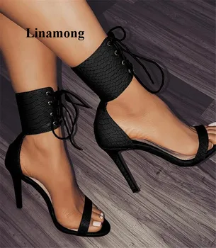 Summer High Heel lace-Up Snakeskin pattern Women Sandals Sexy Thin High Cross-strap Fashion Cover Heel Two Color Women Sandals
Summer High Heel lace-Up Snakeskin pattern Women Sandals Sexy Thin High Cross-strap Fashion Cover Heel Two Color Women Sandals