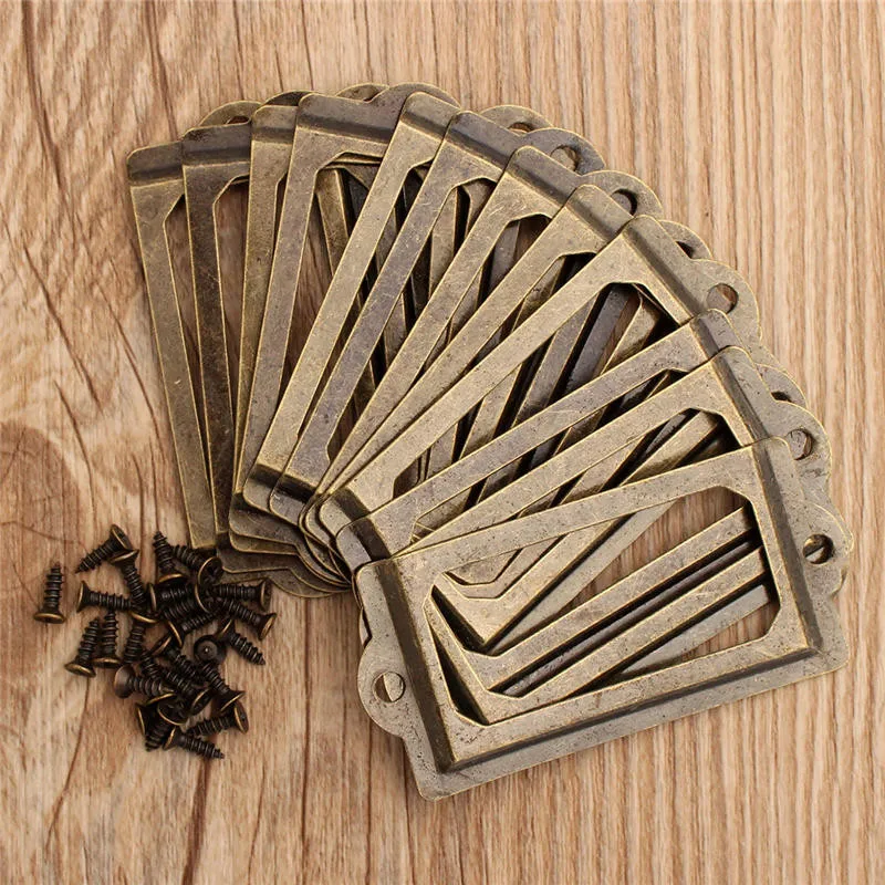 MTGATHER 12Pcs Antique Brass Metal Label Pull Frame Handle File Name Card Holder For Furniture Cabinet Drawer Box Case Bin Iron
MTGATHER 12Pcs Antique Brass Metal Label Pull Frame Handle File Name Card Holder For Furniture Cabinet Drawer Box Case Bin Iron