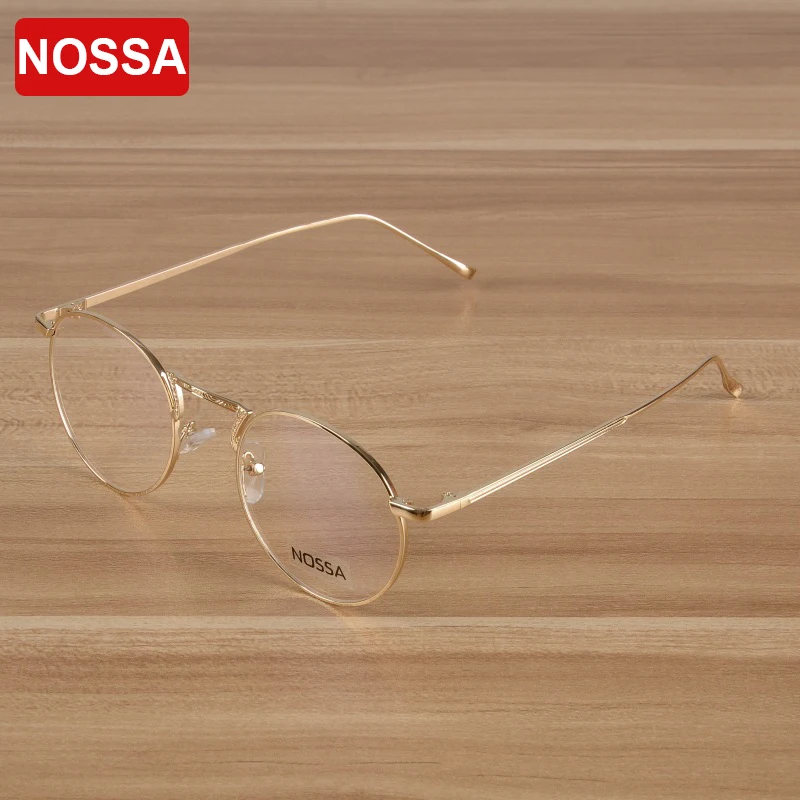 

NOSSA Gold Prescription Eyeglasses Frames Elegant Metal Round Optical Frame Women And Men Spectacles Unisex Myopia Glasses Frame