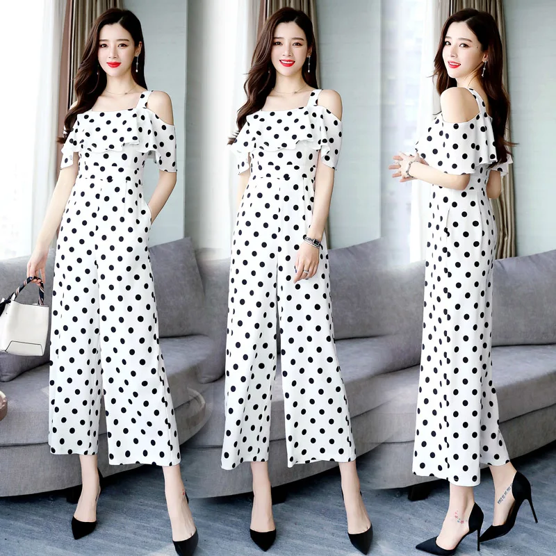 2019 new Summer Women long dot Jumpsuit Rompers Short Sleeve Casual Overalls Lady Wide Leg trousers Playsuit
2019 new Summer Women long dot Jumpsuit Rompers Short Sleeve Casual Overalls Lady Wide Leg trousers Playsuit