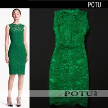 2017 nova primavera elegante rendas flor em relevo das mulheres arco magro quadril magro one piece-vestido para as mulheres S M L XL XXL vestidos(China)