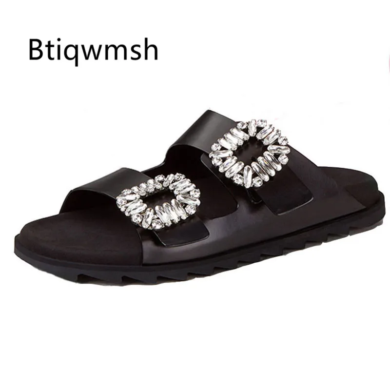 2019 Fashion Real Leather Slippers Woman Peep Toe Rhinestone Buckle Thick Bottom Flat Shoes Woman Gladiator Sandals
2019 Fashion Real Leather Slippers Woman Peep Toe Rhinestone Buckle Thick Bottom Flat Shoes Woman Gladiator Sandals