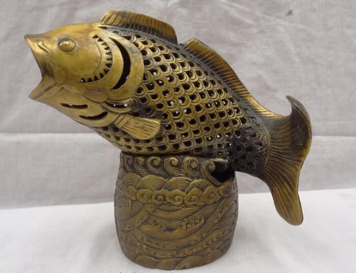 JP S0114 Chinese Bronze Wealth Coin Fish Head Head Statue Box Incense Burner Censer
JP S0114 Chinese Bronze Wealth Coin Fish Head Head Statue Box Incense Burner Censer