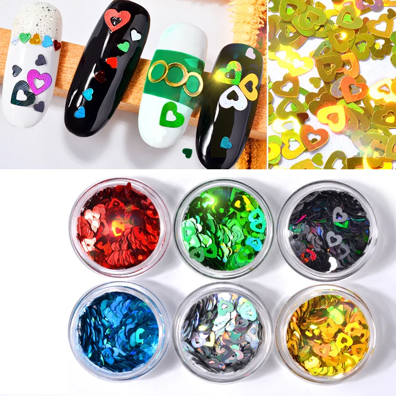 6PCS/set Heart Laser Nail Glitter Sequins Ultra-thin Hollow Metal Nail Tips Art DIY Nail Decorations
6PCS/set Heart Laser Nail Glitter Sequins Ultra-thin Hollow Metal Nail Tips Art DIY Nail Decorations