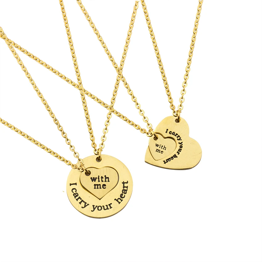 Stainless Steel Double Heart Necklace Set Jewelry Romantic Gift For Women Men I Carry Your Heart & With You Statement Necklace
Stainless Steel Double Heart Necklace Set Jewelry Romantic Gift For Women Men I Carry Your Heart & With You Statement Necklace