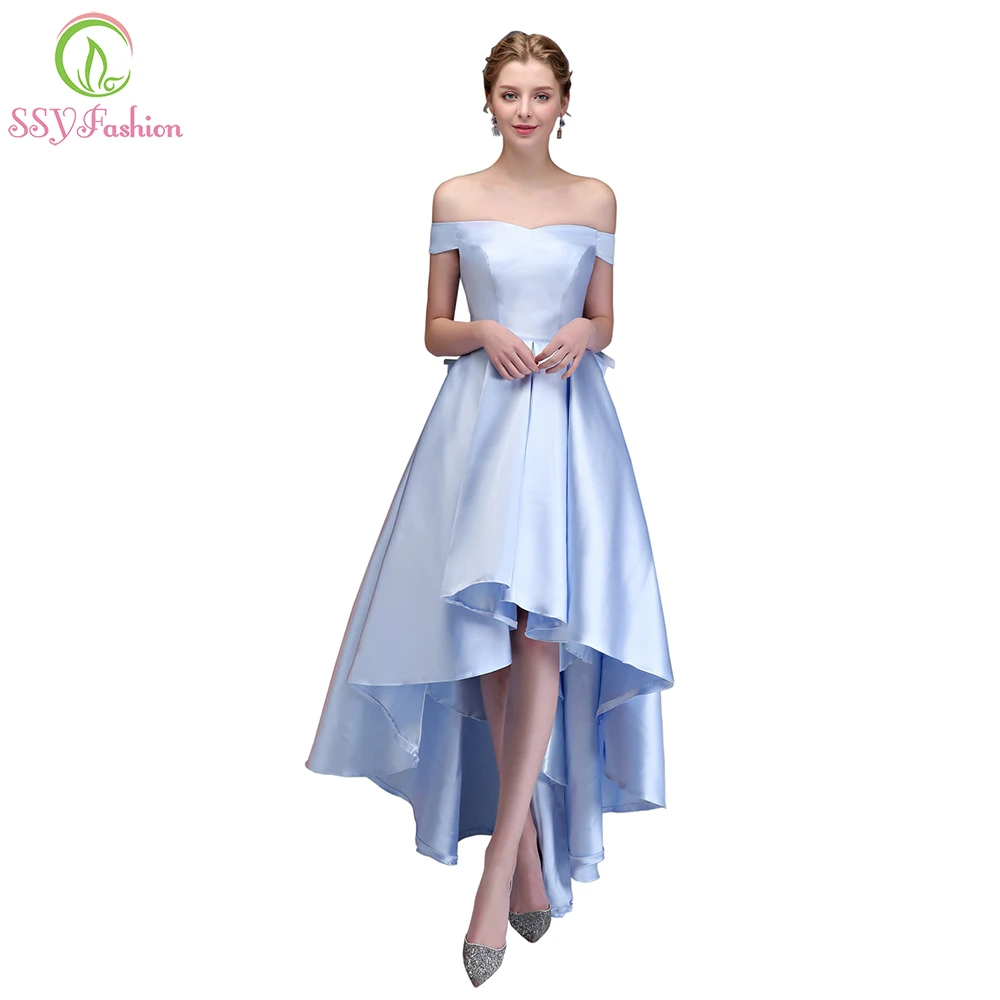 Clearance Simple Prom Dress Banquet Elegant Asymmetrical High-low Light Blue Satin Evening Dress Reflective Dress
Clearance Simple Prom Dress Banquet Elegant Asymmetrical High-low Light Blue Satin Evening Dress Reflective Dress