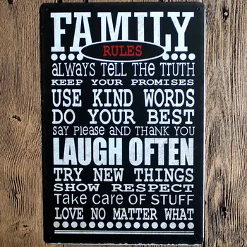 Falily Rules Lauch Often Tin Sign Vintage Placas Decorativas Metal Plate For Wall Pub Home Art Cafe Decoration A-5585
Falily Rules Lauch Often Tin Sign Vintage Placas Decorativas Metal Plate For Wall Pub Home Art Cafe Decoration A-5585