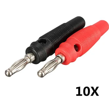 

10Pcs/5Set Red&Black Set 4mm Battery Charger Cable Nickel Plated Solderless Banana Plug Jack Plug Audio Connector Durable