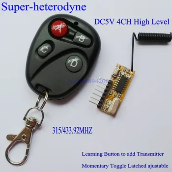 RF Wireless Receiver Module DC5V 4CH Mini Super-heterodyne Receiver Module+Transmitter Learning Code Momentary Toggle Latched
RF Wireless Receiver Module DC5V 4CH Mini Super-heterodyne Receiver Module+Transmitter Learning Code Momentary Toggle Latched