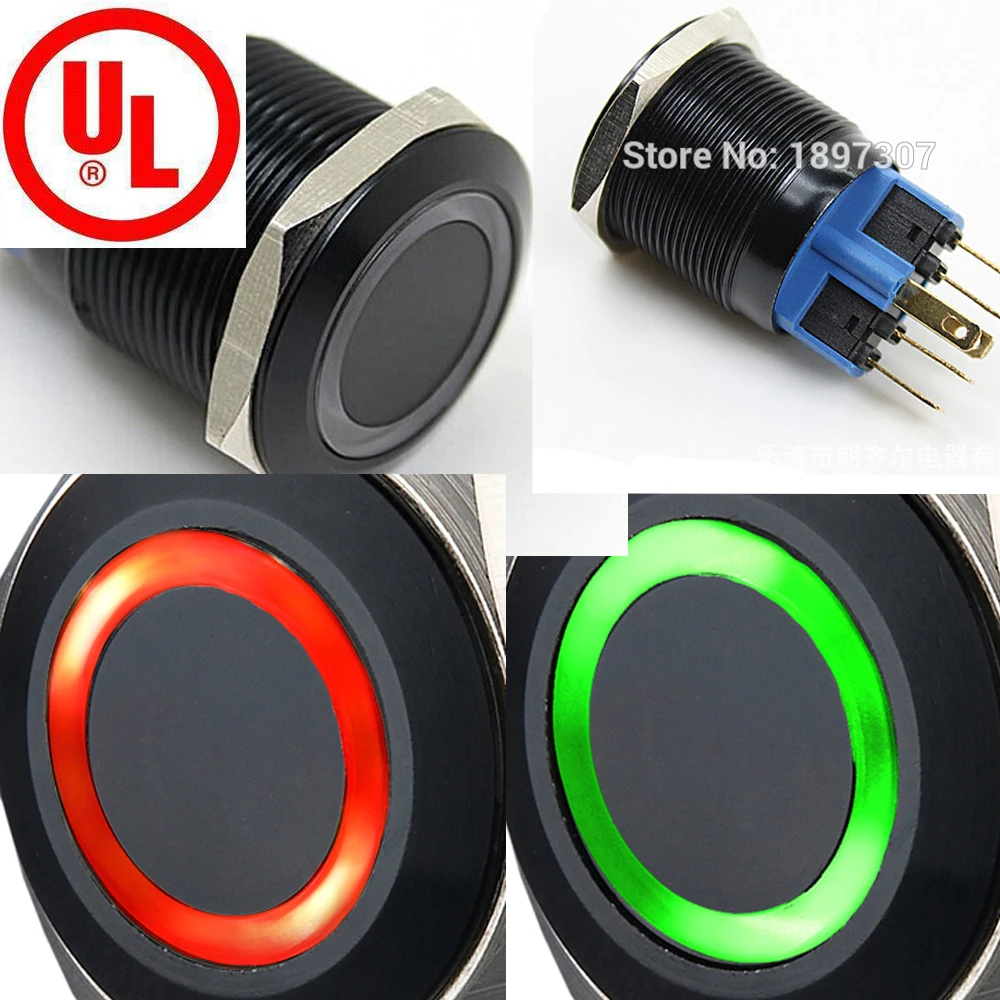 5 pieces 22mm Black 12V RED/GREEN red/blue Ring LED 1NO1NC Reset Momentary Anti-Vandal Electric Car Push Button Switch
5 pieces 22mm Black 12V RED/GREEN red/blue Ring LED 1NO1NC Reset Momentary Anti-Vandal Electric Car Push Button Switch