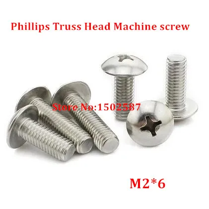 100 шт. M2 * 6 Phillips с полукруглой головкой крепежный винт SUS304 нержавеющая сталь TM