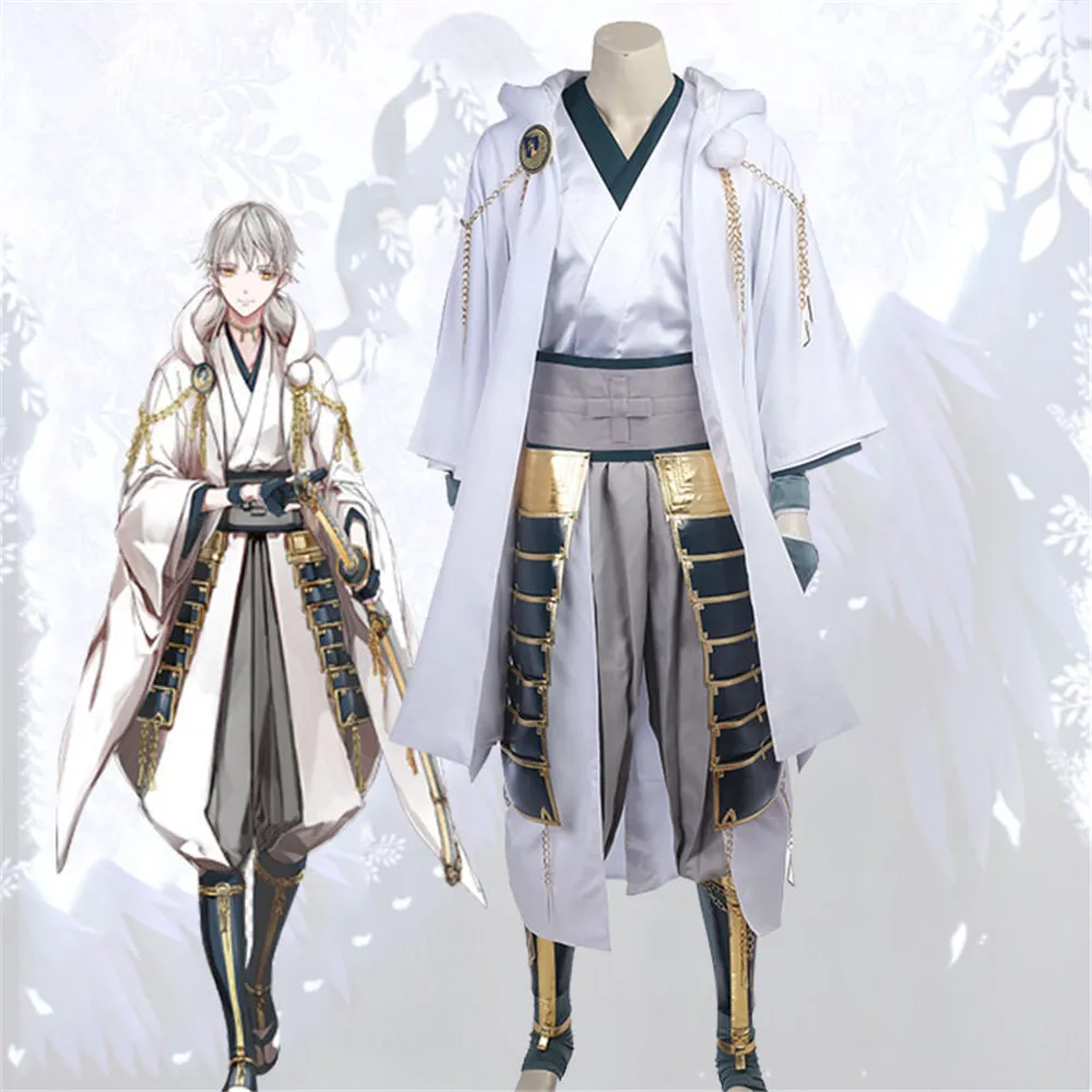 Аниме Tsurumaru Kuninaga Косплей Touken Ranbu онлайн белый самурайский костюм из полиэстера