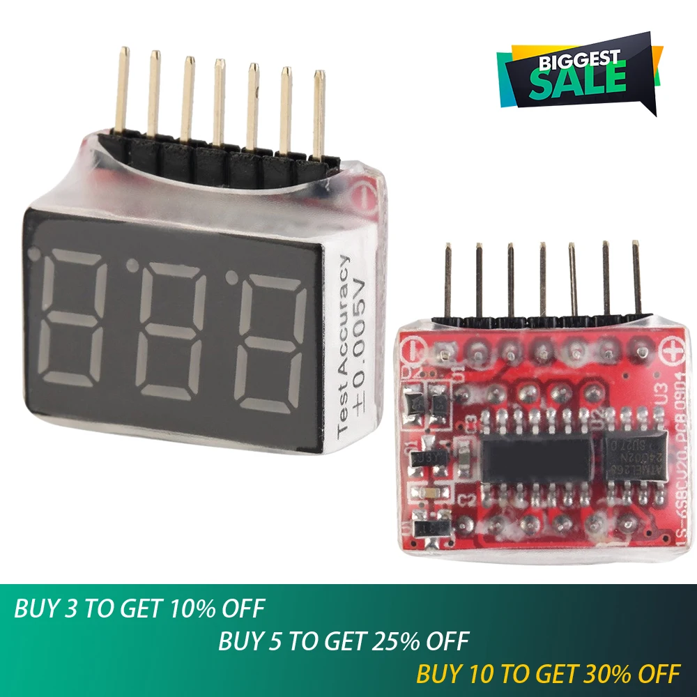 1pcs 1S-6S Lipo Battery Voltage Indicator Checker Voltage meter Tester 2.8V -25.2V For RC Helicopter Airplane
1pcs 1S-6S Lipo Battery Voltage Indicator Checker Voltage meter Tester 2.8V -25.2V For RC Helicopter Airplane