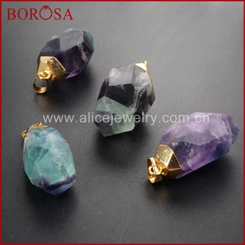 BOROSA Multi-color Irregular Fluorite Faceted Stone Gold Pendant Druzy Jewelry Natural Fluorite Stone Pendant Bead WX113
BOROSA Multi-color Irregular Fluorite Faceted Stone Gold Pendant Druzy Jewelry Natural Fluorite Stone Pendant Bead WX113