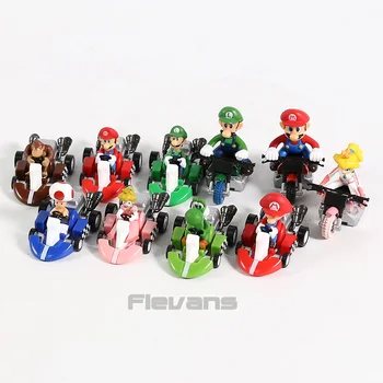 Mario Kart Super Mario Bros. Luigi Yoshi Peach Toad Donkey Kong PVC Figure Pull Back Kart Car Toys 10pcs/set 
Mario Kart Super Mario Bros. Luigi Yoshi Peach Toad Donkey Kong PVC Figure Pull Back Kart Car Toys 10pcs/set