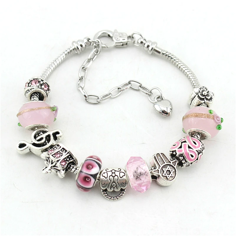 2019 Europe And America Retro High Quality Silver Plated Music Pink Crystal / Glass Pandora Charm Charm Bracelet Female Gift
2019 Europe And America Retro High Quality Silver Plated Music Pink Crystal / Glass Pandora Charm Charm Bracelet Female Gift