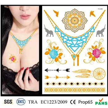 DIY Flash Tattoo Gold Silver Metallic Temporary Tattoos Golden lace mandala necklace butterfly flower makeup for girl tattoo 006
DIY Flash Tattoo Gold Silver Metallic Temporary Tattoos Golden lace mandala necklace butterfly flower makeup for girl tattoo 006
