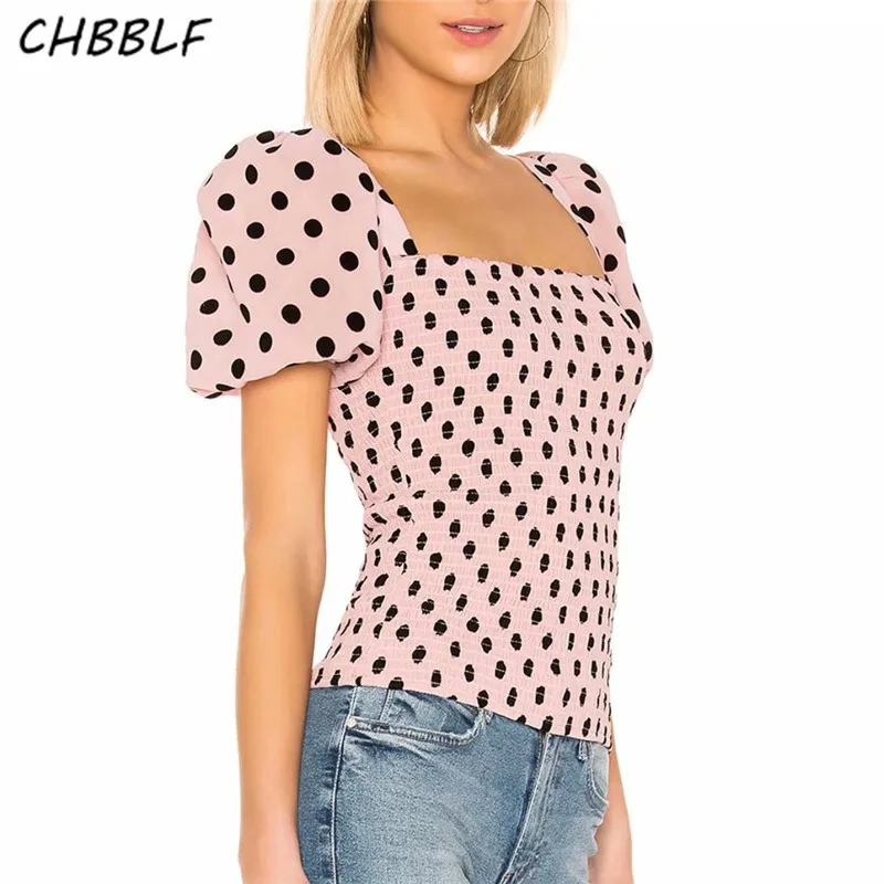 CHBBLF women sweet dot print blouse square collar bow tie elastic design shirts cute chic female summer top blusas CDC9172
CHBBLF women sweet dot print blouse square collar bow tie elastic design shirts cute chic female summer top blusas CDC9172