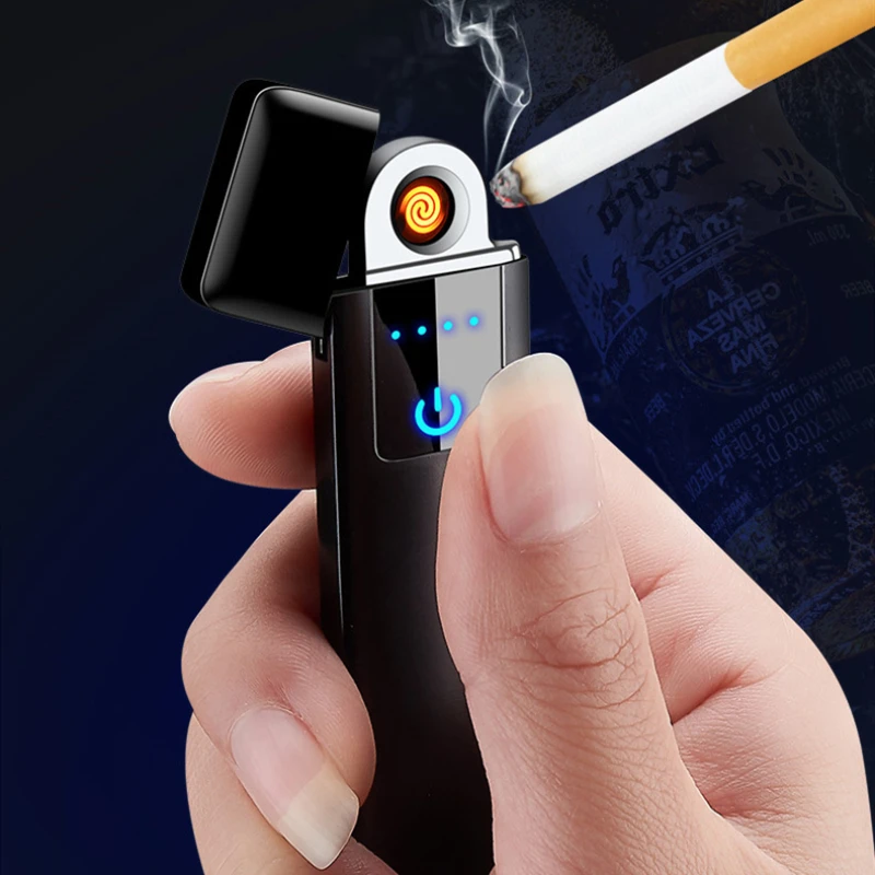 

1 Fingerprint Induction Electronic Cigarette Lighter USB Windproof Turbo Tungsten Encendedor Touch Sensitive Plasma Arc Lighters