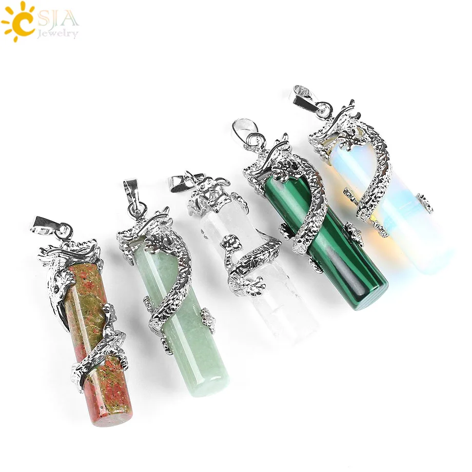 CSJA Reiki Dragon Wrap Drop Natural Stone Pendant Female Male Jewelry Opal Pink Quartz Gem Pendulum Amulet Jewellery E181
CSJA Reiki Dragon Wrap Drop Natural Stone Pendant Female Male Jewelry Opal Pink Quartz Gem Pendulum Amulet Jewellery E181