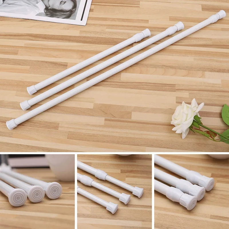 Spring Curtain Rods Expandable Telescopic Mesh Voile Tension Rod Load Rail Pole