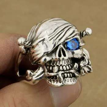 LINSION 925 Sterling Silver Pirate Skull Ring Rose Blue CZ Stone Mens Biker Rock Punk Style 9W101 US Size 7 to 15
LINSION 925 Sterling Silver Pirate Skull Ring Rose Blue CZ Stone Mens Biker Rock Punk Style 9W101 US Size 7 to 15