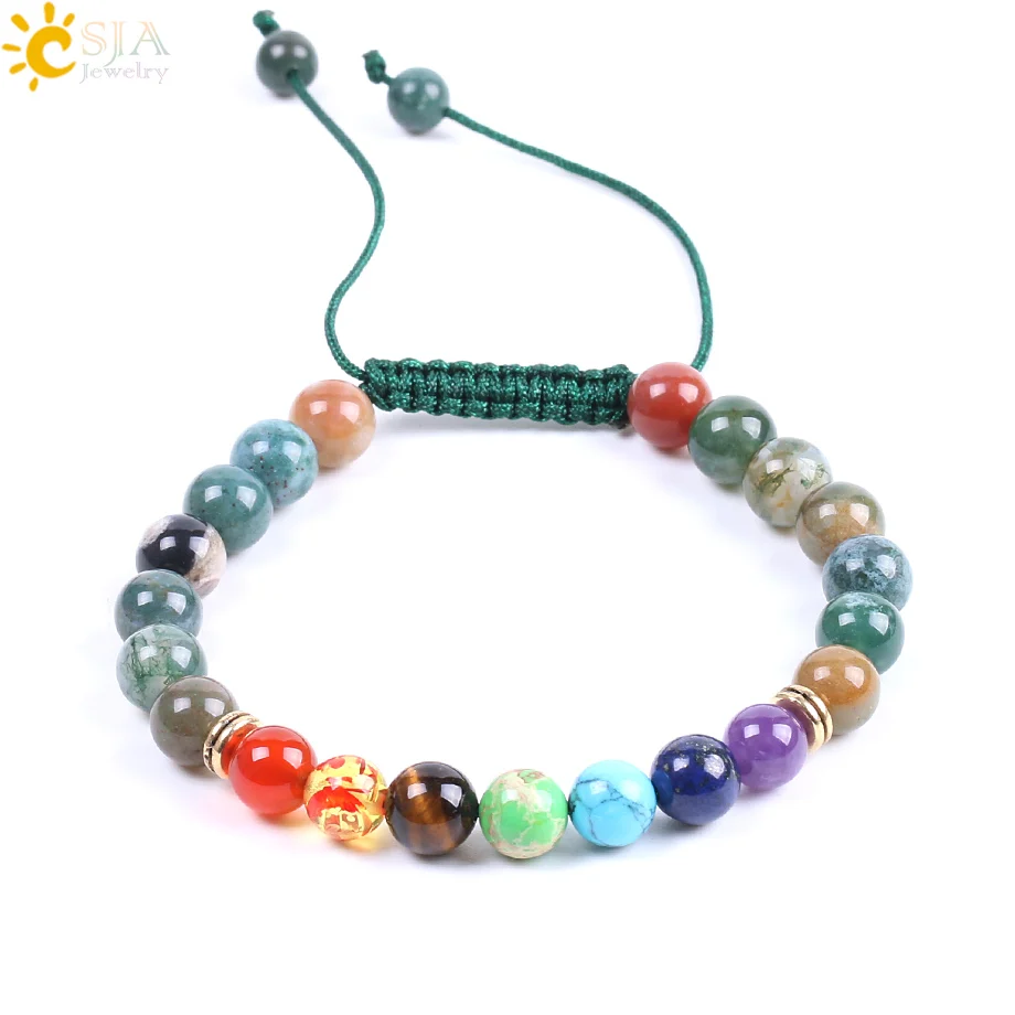 CSJA 7 Chakra Healing Bracelet Mixed Colors Natural Stone Onyx Balance Bangle Size Adjustable for Women Men Charm Jewellery F089
CSJA 7 Chakra Healing Bracelet Mixed Colors Natural Stone Onyx Balance Bangle Size Adjustable for Women Men Charm Jewellery F089