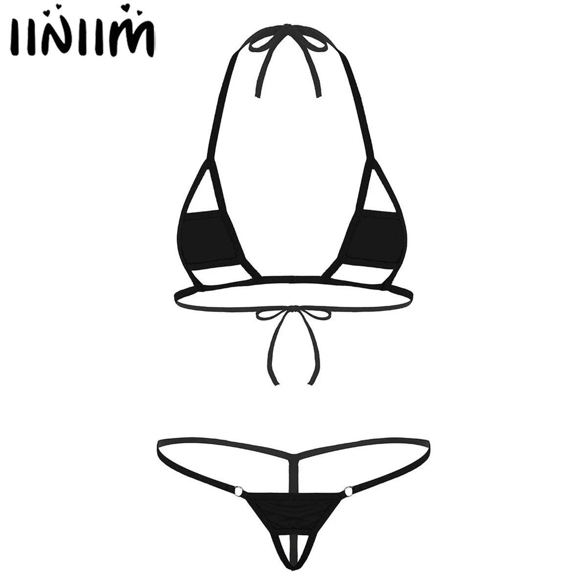 Womens Exotic Lingerie Sets Self-tie Mini Micro Bikini Bra Top with Briefs Crotchless Sexy Panties T-Back String Homme Underwear
Womens Exotic Lingerie Sets Self-tie Mini Micro Bikini Bra Top with Briefs Crotchless Sexy Panties T-Back String Homme Underwear