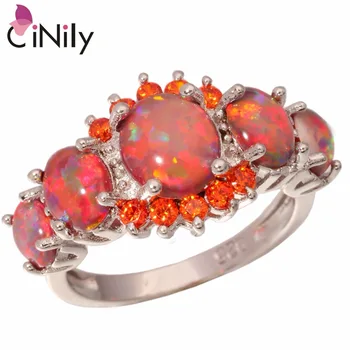 CiNily Fire Opal Orange Garnet Silver Plated for Women