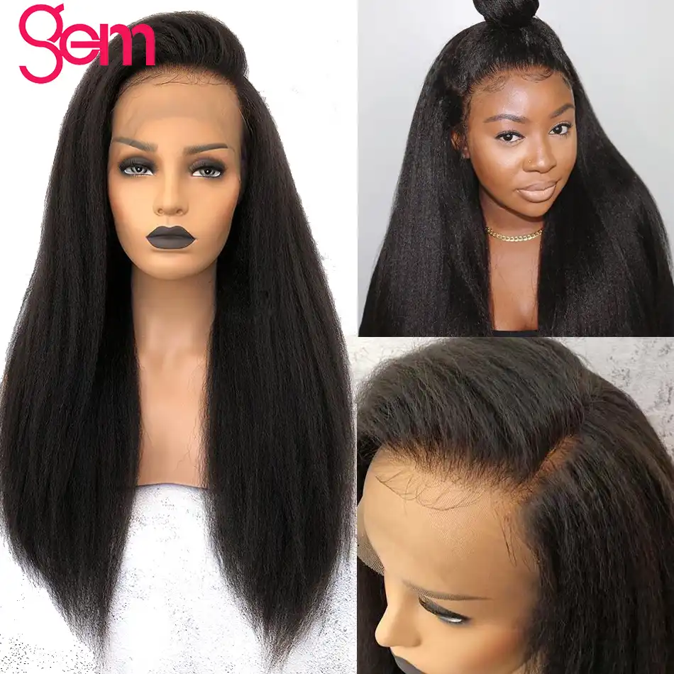 Kinky Straight Wig 13x4 Human Hair Lace Front Wig For Black Women