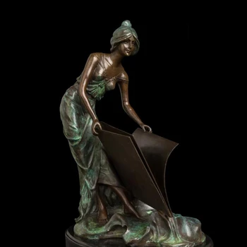 39 CM Western Bronze Statue statue Women Girl Belle Maiden Glance Over Book Art Deco Sculpture
39 CM Western Bronze Statue statue Women Girl Belle Maiden Glance Over Book Art Deco Sculpture
