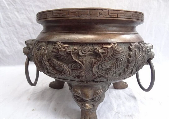 wholesale factory 14" Tibet Bronze Dragon Ball Lion Head Statue Bowl Tripod Incense Burner Censer
wholesale factory 14" Tibet Bronze Dragon Ball Lion Head Statue Bowl Tripod Incense Burner Censer