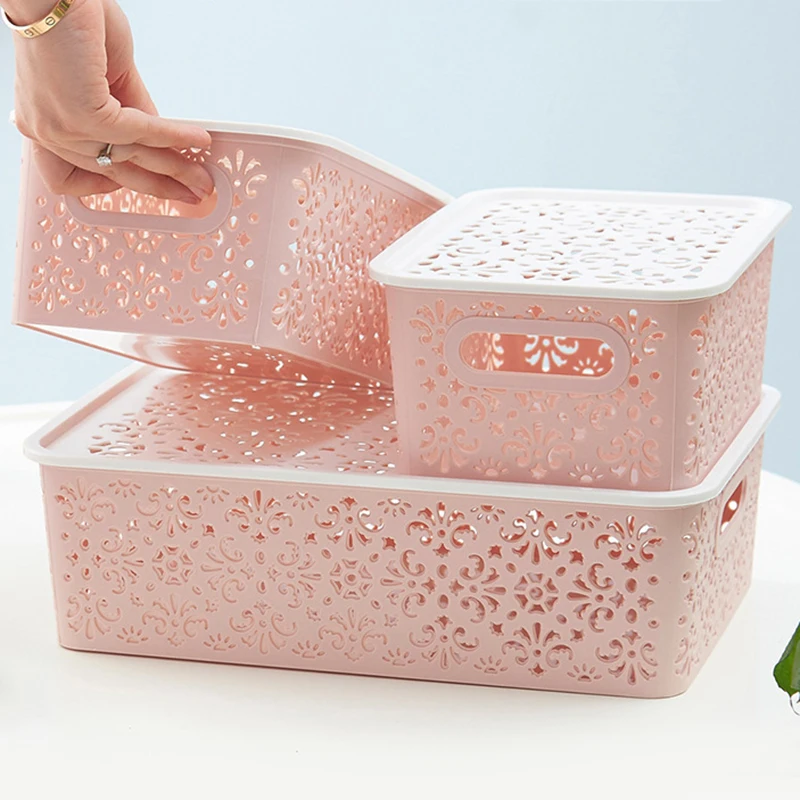 Hollow Plastic Storage Basket For Desktop Cosmetics Sundries Organizer Box Holder Household Finishing Storage Case With Cover
Hollow Plastic Storage Basket For Desktop Cosmetics Sundries Organizer Box Holder Household Finishing Storage Case With Cover