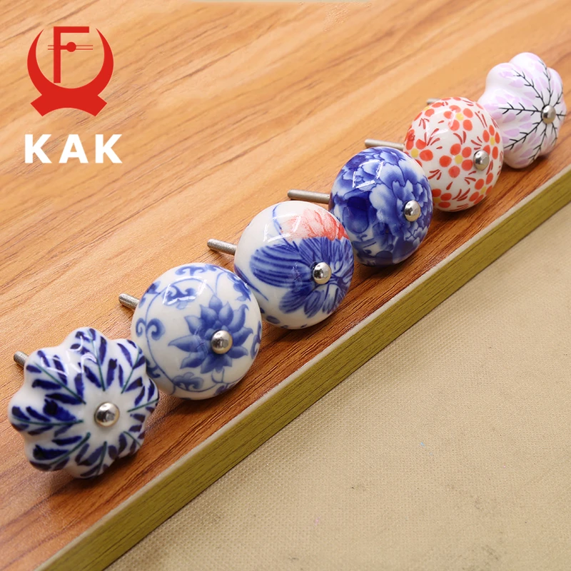Китайские сине-белые фарфоровые рукоятки KAK 41 мм кухонные ручки ящика мебельные и