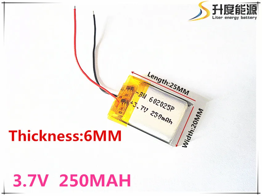 Size 602025 3.7V 250mah Lithium polymer Battery with Protection Board For MP4 GPS Digital Product
Size 602025 3.7V 250mah Lithium polymer Battery with Protection Board For MP4 GPS Digital Product