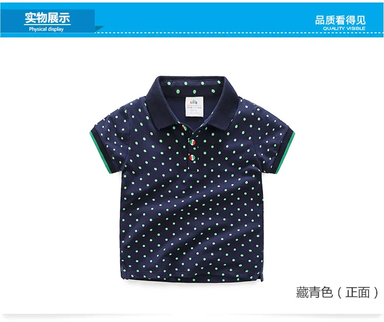 Boys Clothes 2018 Summer Formal Child Cotton Sports Green Dot Print Short Sleeve Turn-Down Collar T Shirt For Boys 12 Years (4)