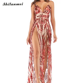 2019 Summer Party Maxi Dress Deep V-Neck Backless Sequin Dress For Women Patchwork Sexy Elegant Sling Strap Dresses Vestidos
2019 Summer Party Maxi Dress Deep V-Neck Backless Sequin Dress For Women Patchwork Sexy Elegant Sling Strap Dresses Vestidos