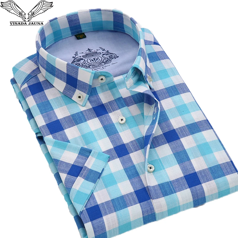 VISADA JAUNA Men Shirt Plaid Short Sleeve Casual Brand Clothing Business Dress Slim Camisa Social Masculina Plus Size 4XL N564
VISADA JAUNA Men Shirt Plaid Short Sleeve Casual Brand Clothing Business Dress Slim Camisa Social Masculina Plus Size 4XL N564